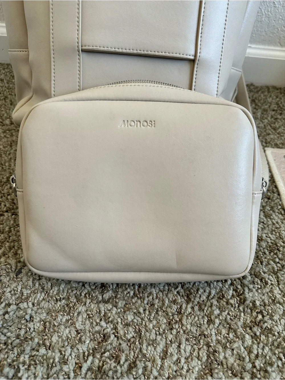 Monos Metro Backpack in Beige Vegan Leather